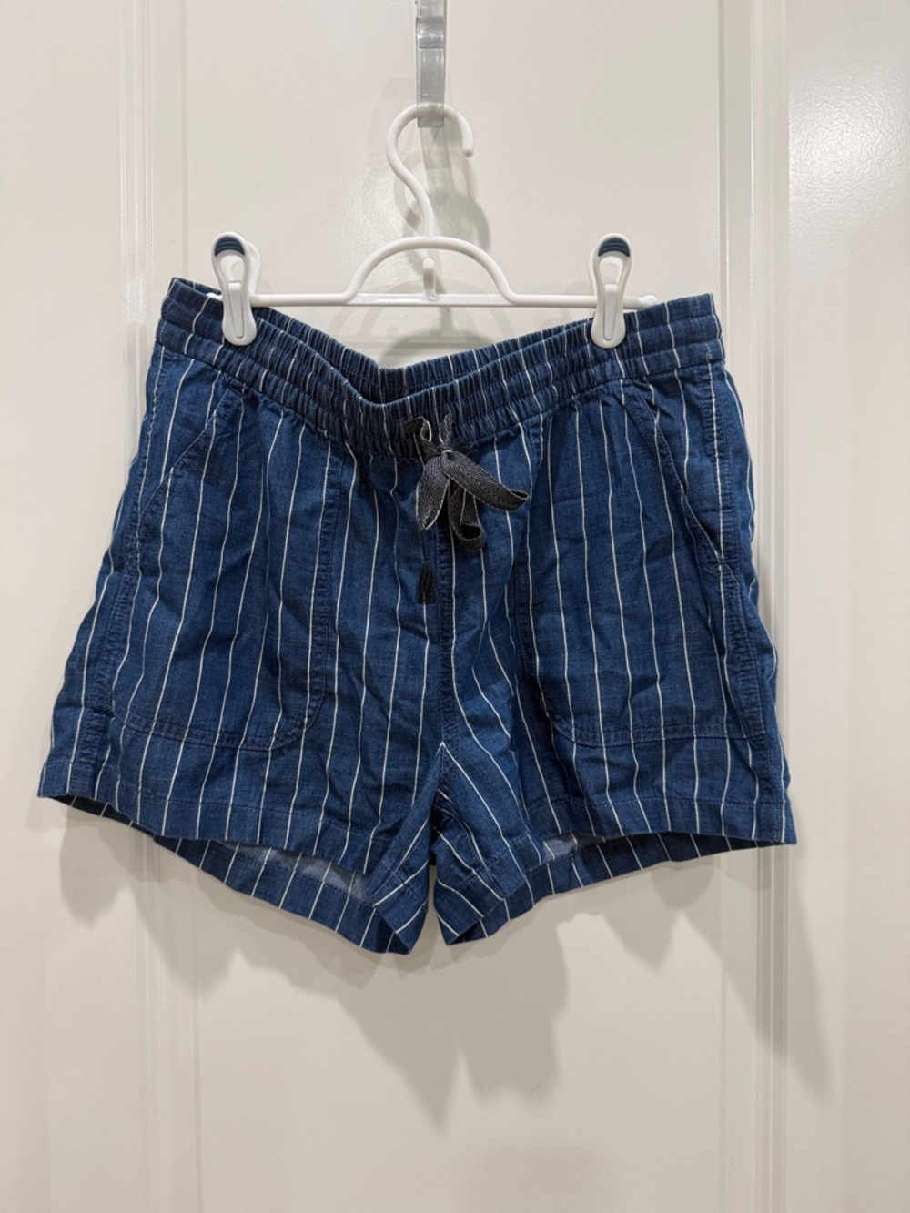 J. Crew Navy Blue Pinstripe Drawstring Athletic Shorts